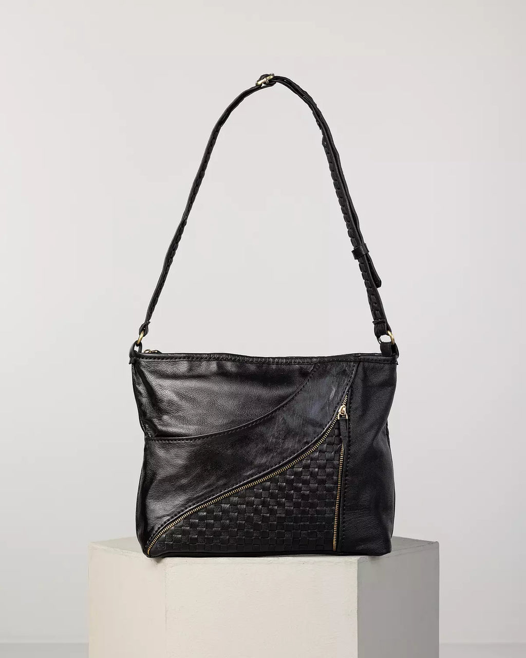 Woven Zippered Crossbody Bag