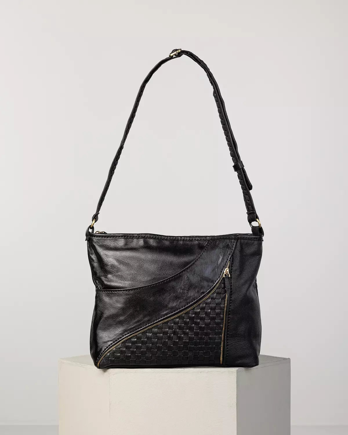 Woven Zippered Crossbody Bag