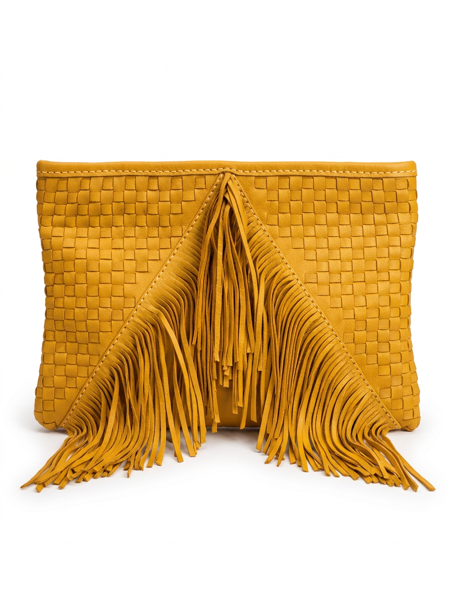 Woven and fringes Clutch