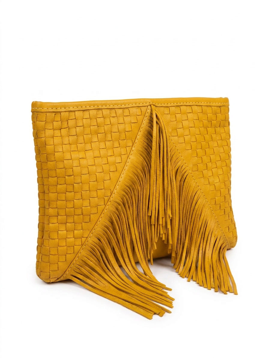 Woven and fringes Clutch